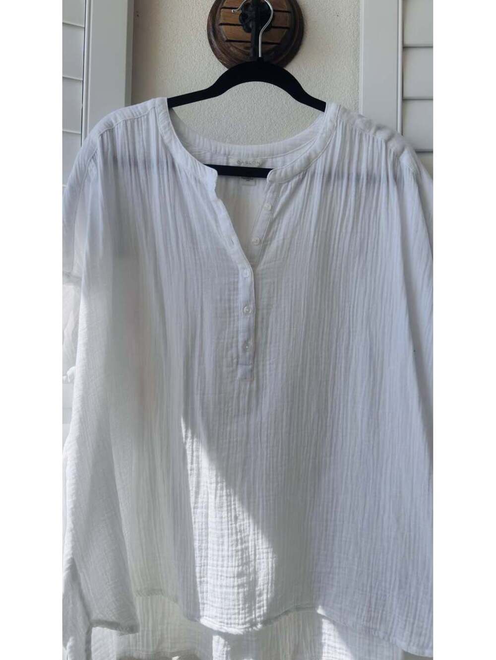 Caslon White Crinkled Gauze Short Sleeve Tunic Size 2X